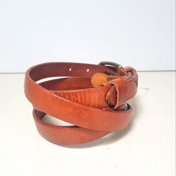 ❤️ 3 for $35 Brown Leather belt with embroidery small - Picture 3 of 4